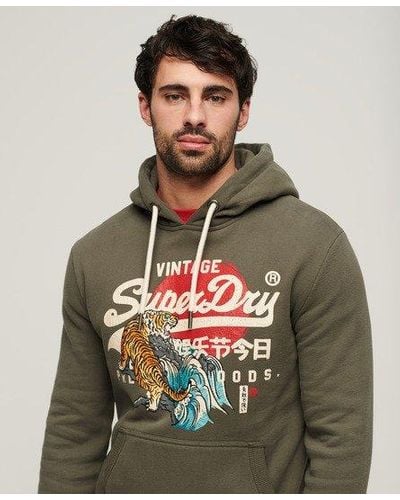 Superdry Classic Embroidered Logo Tokyo Vintage Hoodie - Green