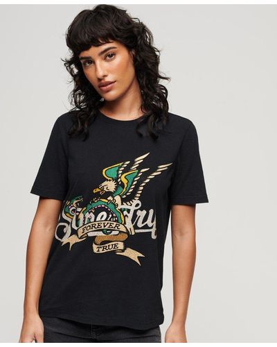in Green Metallic | Superdry Logo Luxe Lyst T-shirt