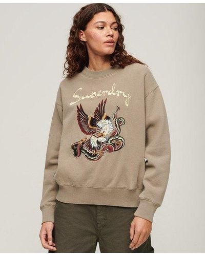 Superdry Suika Embroidered Loose Sweatshirt - Natural