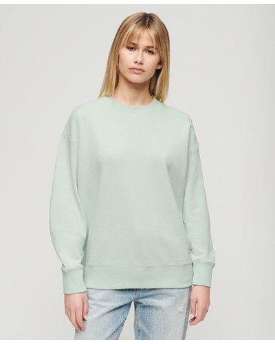 Superdry Ladies Boxy Fit Embroidered Logo Essential Sweatshirt - Green