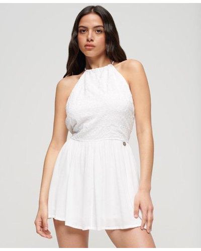 Superdry Vintage Embroidered Mini Dress - White