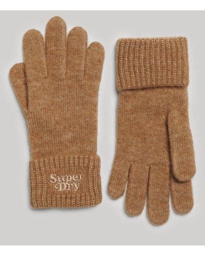 Superdry Knitted Ribbed Gloves - Brown