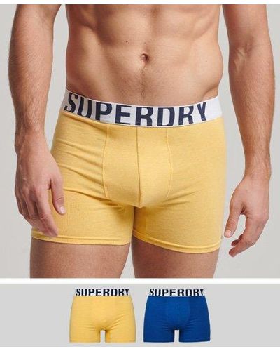 Superdry Lot de deux boxers en coton biologique dual logo - Jaune
