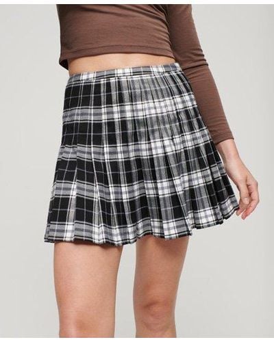 Superdry Check Pleated Mini Skirt - Black