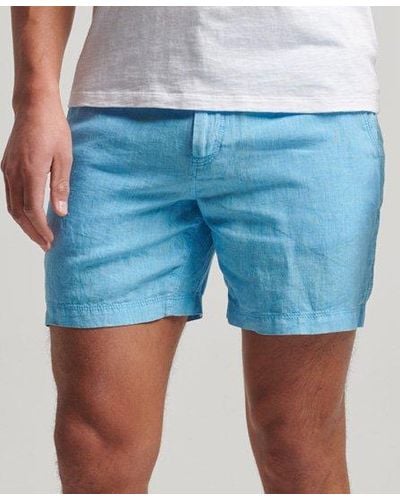 Superdry Overdyed Linen Shorts - Blue