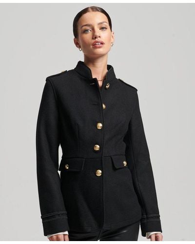 Superdry Short Military Wool Coat - Black