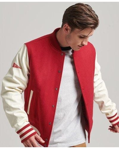 Superdry College Varsity Bomber Jacket - Red