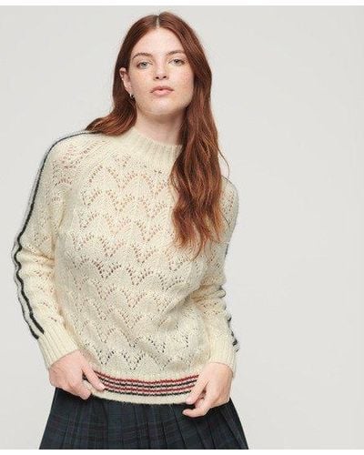 Superdry Pointelle Knit Sweater - Natural