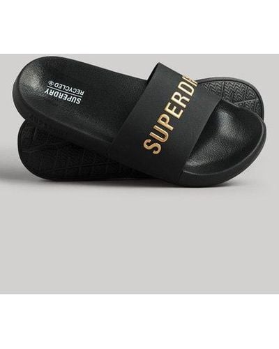 Superdry Claquettes de piscine à logo code - Noir