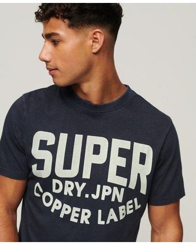 Superdry Vintage Copper Label T-shirt Van Biologisch Katoen - Blauw