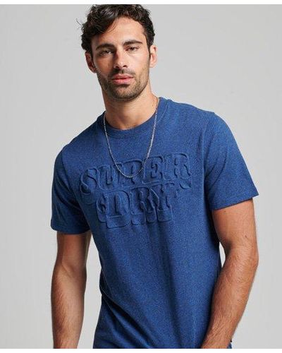Superdry T-shirt classique à logo en relief cooper - Bleu