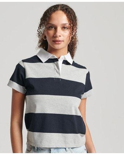 Superdry Vintage Stripe Rugby Polo - Blue