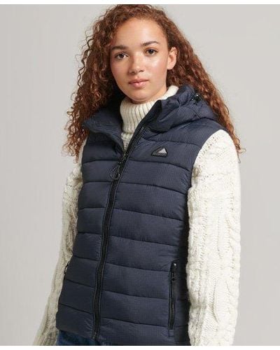 Superdry Hooded Classic Padded Gilet - Blue