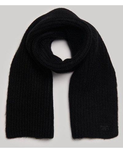 Superdry Ribbed Knit Scarf - Black