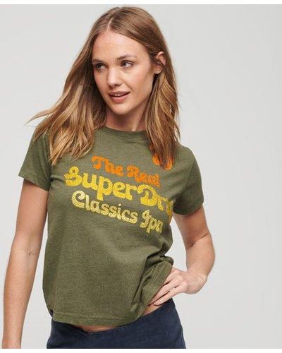 Superdry 70's Script Metallic Logo T-shirt - Green