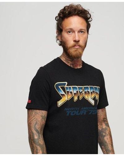 Superdry T-shirt 70's rock graphic band - Noir