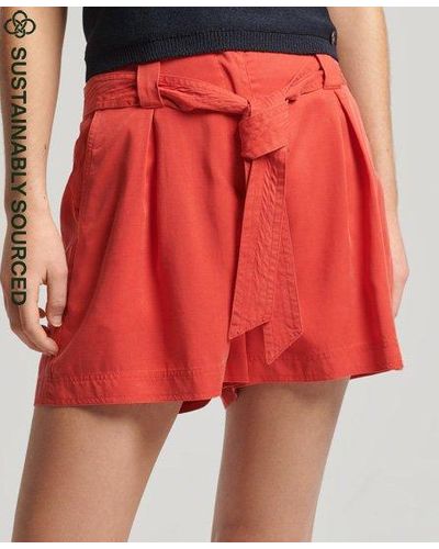 Superdry Vintage Paperbag Shorts - Red