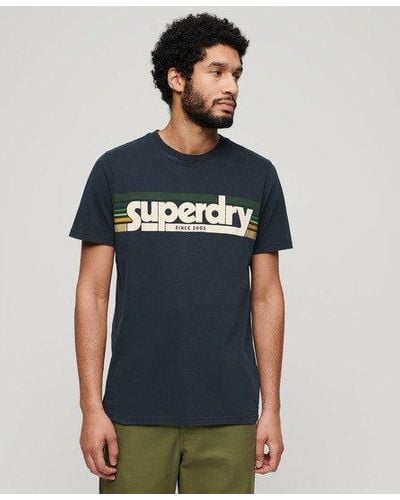 Superdry Terrain Striped Logo T-shirt - Blue