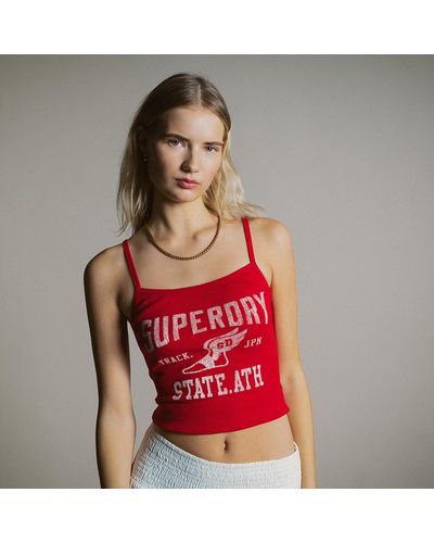Superdry Athletic University Graphic Rib Cami Top - Red