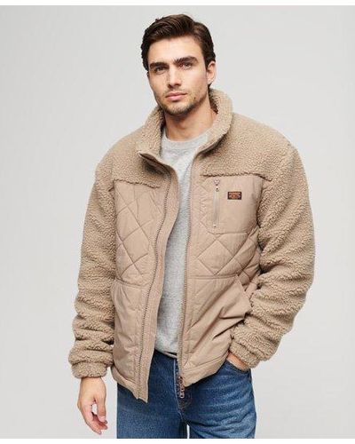 Superdry Classic Quilted Sherpa Workwear Hybrid Jacket - Natural