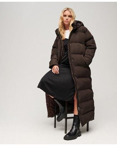Superdry Maxi Hooded Puffer Coat - Black