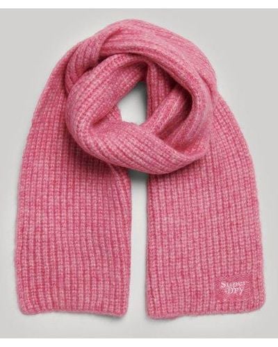 Superdry Ribbed Knit Scarf - Pink