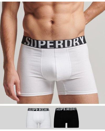 Superdry Organic Cotton Boxer Dual Logo Double Pack - Gray