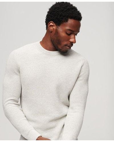 Superdry Textured Crew Knitted Sweater - White
