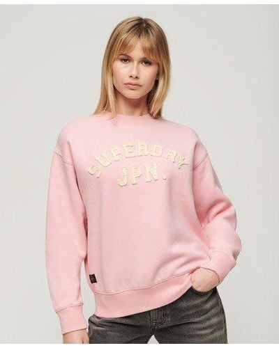 Superdry Applique Athletic Loose Sweatshirt - Pink