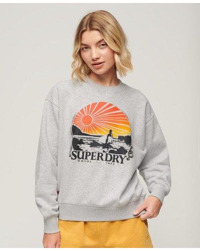 Superdry Travel Souvenir Sweatshirt Met Losse Pasvorm - Grijs