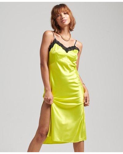 Superdry Lace Satin Midi Dress - Green