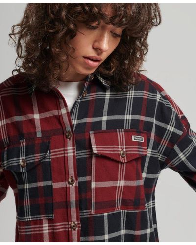 Superdry Vintage Mixed Check Shirt Red / Albion Bartlett Mixed Check