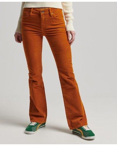 Superdry Mid Rise Slim Cord Flare Jeans Orange