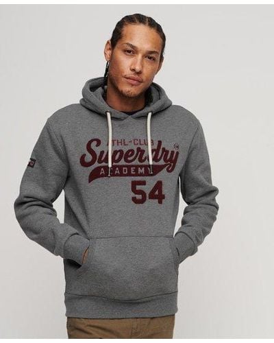 Superdry Classic Embroidered Graphic Athletic Script Hoodie - Grey