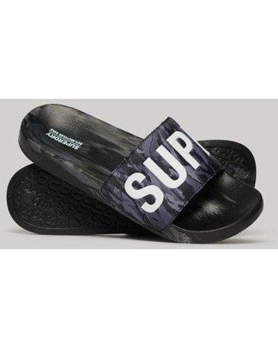 Superdry Vegan Camo Pool Sliders - Black