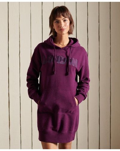 Superdry Tonal City Hoodie Dress Purple