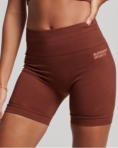 Superdry Ladies Logo Print Sport Core Seamless Tight Shorts - Purple