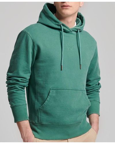 Superdry Code Logo Garment Dye Loose Hoodie Green / Dark Green