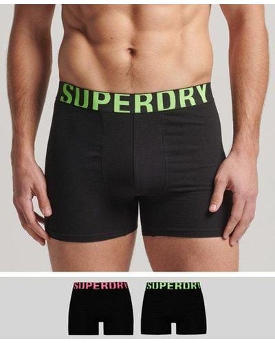 Superdry Lot de deux boxers en coton biologique dual logo - Noir