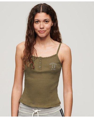 Superdry Athletic Essentials Graphic Button Cami - Green