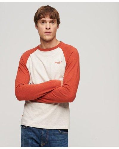 Superdry Essential Baseballtop Met Lange Mouwen - Rood