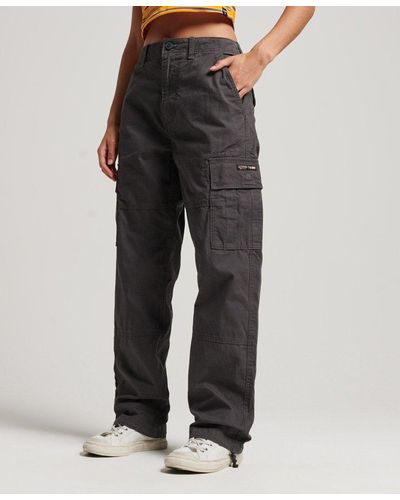 Superdry Organic Cotton Baggy Cargo Pants Dark Gray / Washed Black