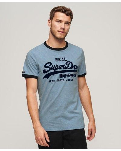 Superdry T-shirt vintage logo ton sur ton - Bleu