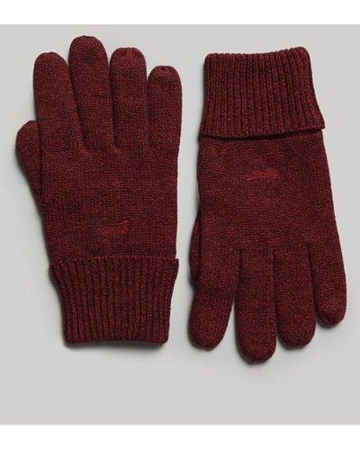 Superdry Classic Ribbed Vintage Logo Gloves - Red