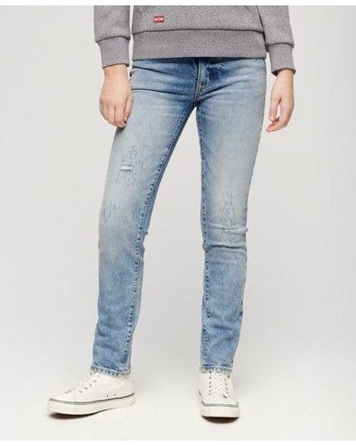 Superdry Slimfit Jeans Met Middelhoge Taille - Blauw