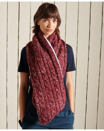 Superdry Snood en maille torsadée en tweed - Rouge