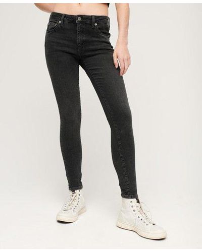Superdry Jean skinny vintage à taille mi-haute en coton biologique - Noir