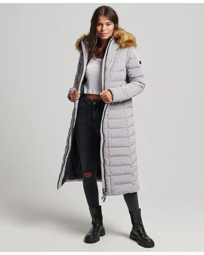 Superdry Arctic Longline Puffer Coat - Gray