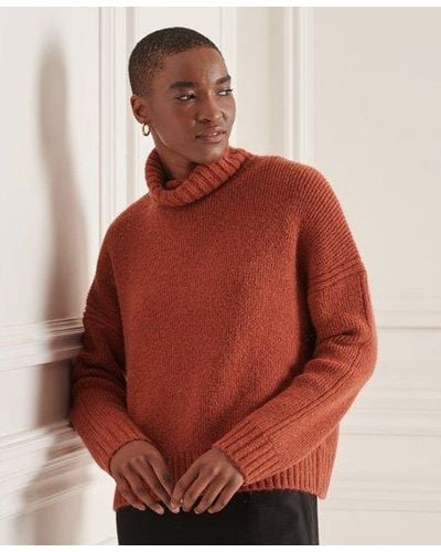 Superdry Studios Chunky Roll Neck Sweater - Red