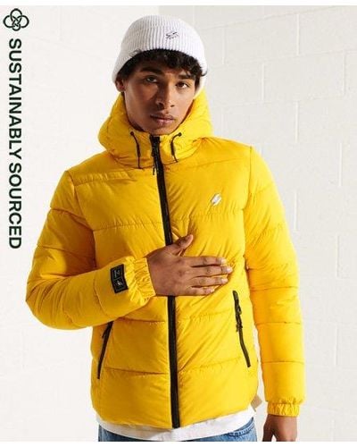 Superdry Classic Hooded Sports Puffer Jacket - Yellow